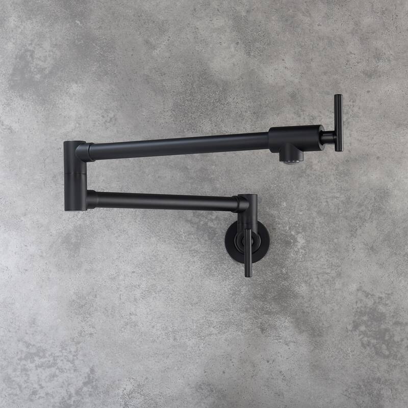 Modern Wall Mount Brushed Pot Filler Faucet - 26.1-in L x 8.35-in H - Matte Black