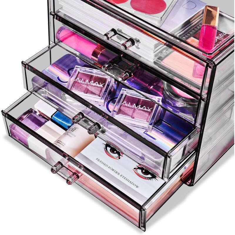 Sorbus Acrylic Cosmetics Makeup and Jewelry Storage Case Display– 4 Large Drawers - 9.25" x 5.375" x 7.875"