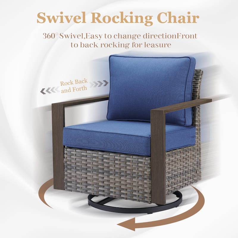 Pocassy Sofa with Glider Rocking Chair Ottoman Set