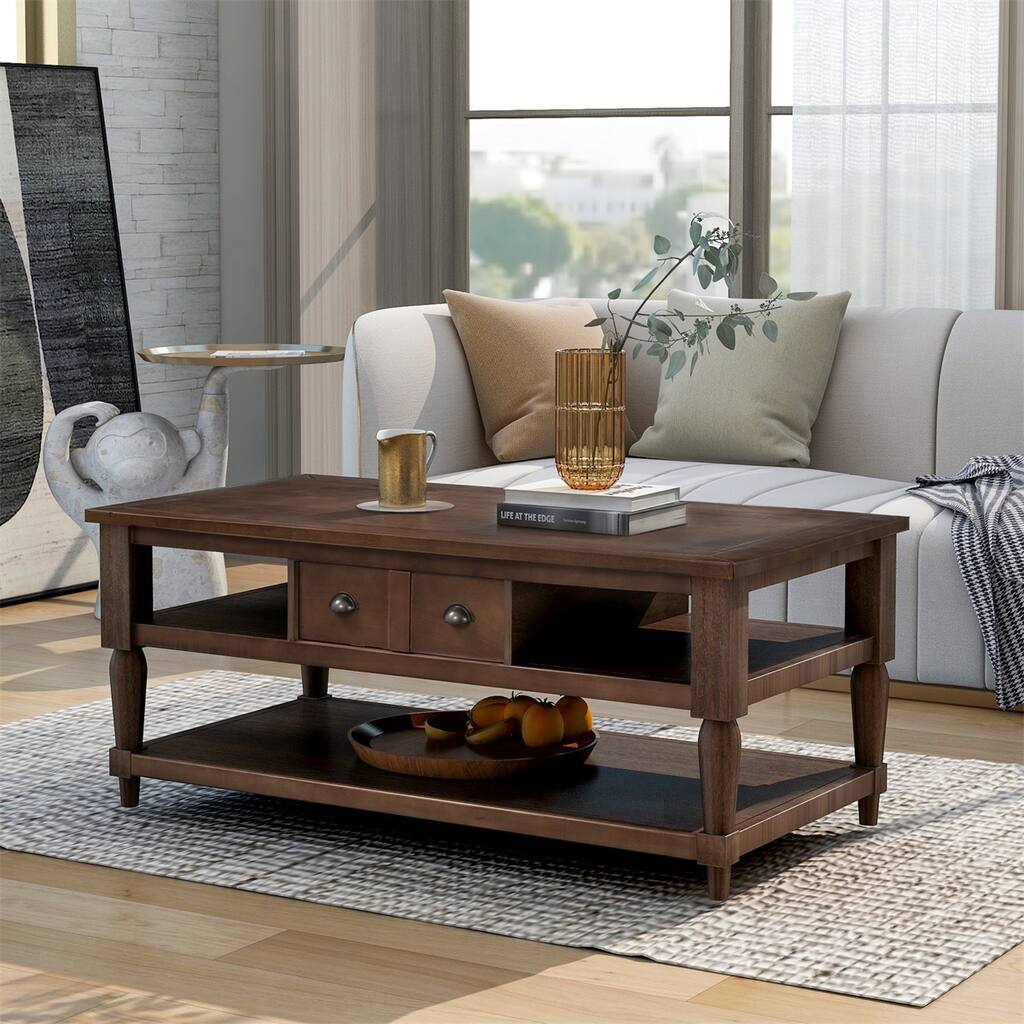 Merax Modern Coffee Table with 1 Drawer & 1 Shelf