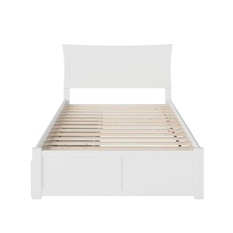 Metro Full Platform Bed with 2 Drawers in White