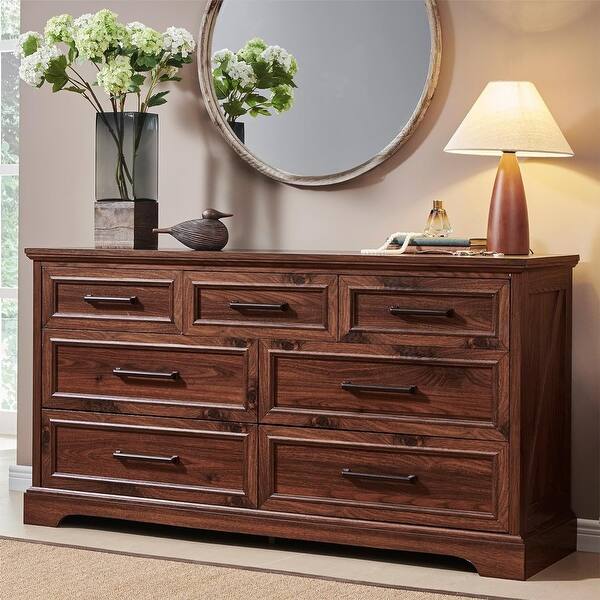 Farmhouse 7 Drawer Dresser for Bedroom, Chest of Drawers, TV Stand