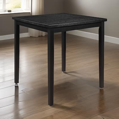 Rina 36 Inch Counter Height Table, 4 Seater Square Top, Black Solid Wood