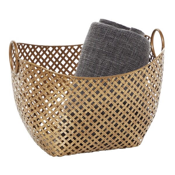 Shop Large Gold Metal Basket 16.75" X 11.5 - 17 x 13 x 11 ...