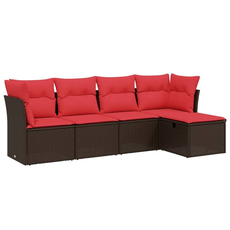 vidaXL Patio Sofa Set with Cushions Outdoor Conversation Furniture Poly Rattan