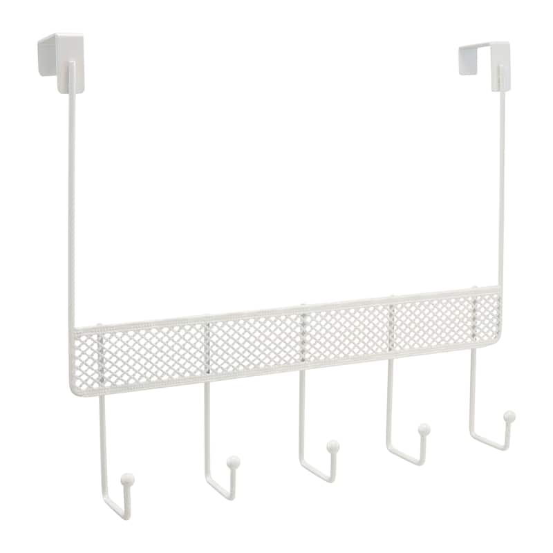 Elle Décor La Croix 5 Hook Over the Door Hook in White - 15"x 4"x 10"