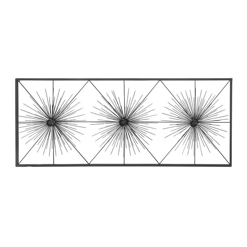Black Metal Sea Urchin Starburst Wall Decor with Black Frame
