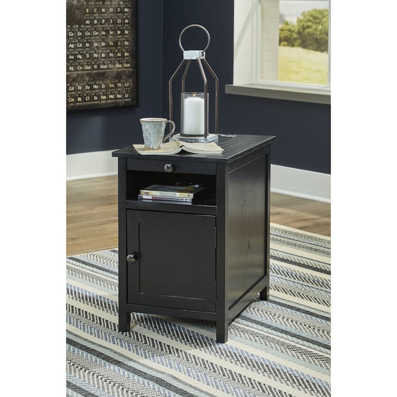Signature Design by Ashley Treytown Chairside End Table - 16"W x 24"D x 24"H - Black