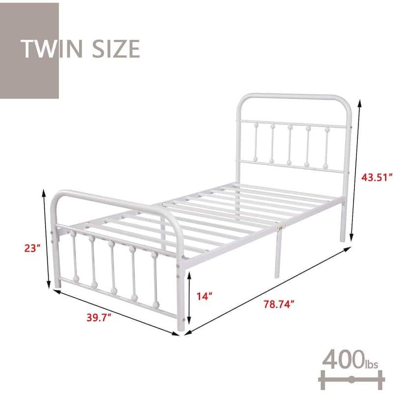 Goutwel Metal Bed Frame Victorian Vintage Style Headboard and Footboard