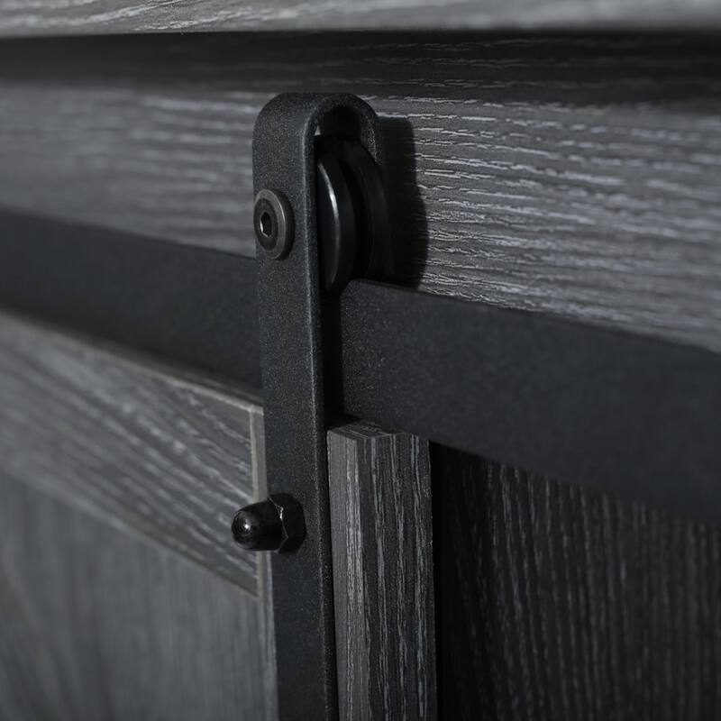 Farmhouse Wood TV Stand with Sliding Barn Door