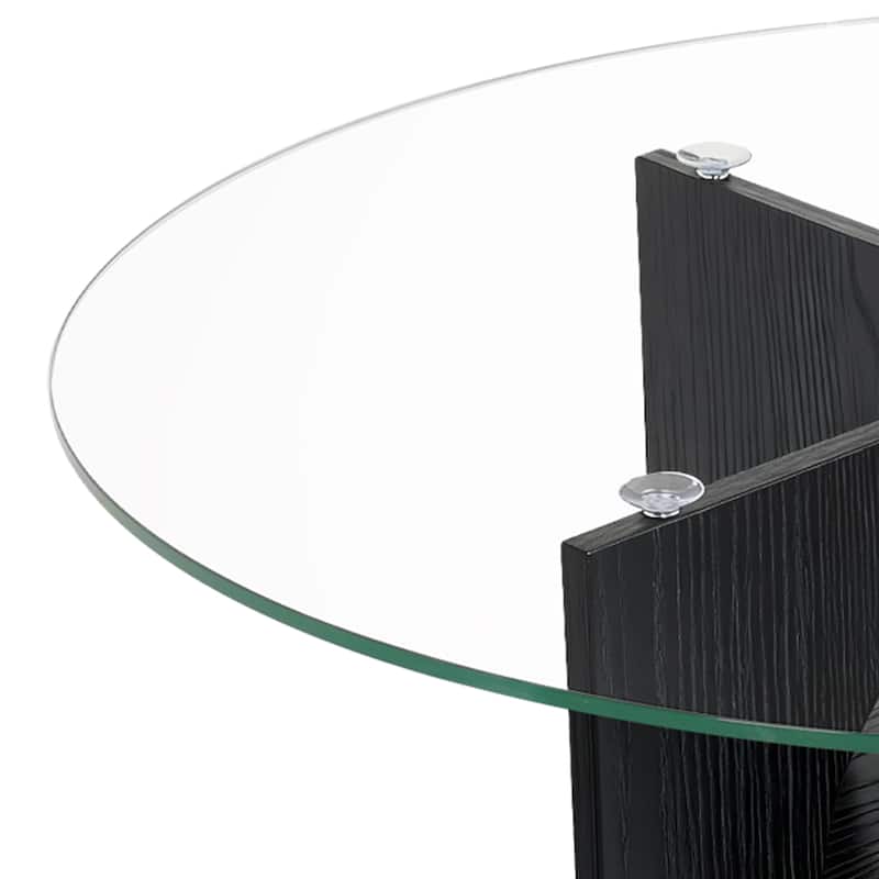 Moasis Round 2-Tier Glass Top Coffee Table