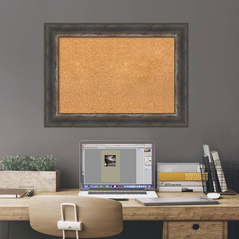 Bark Rustic Framed Cork Bulletin Memo Board