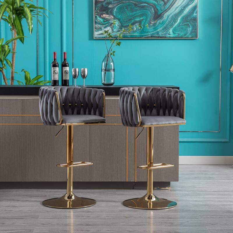 Ostweer Furniture Set of 2 Ivory Simple Swivel Bar Stools