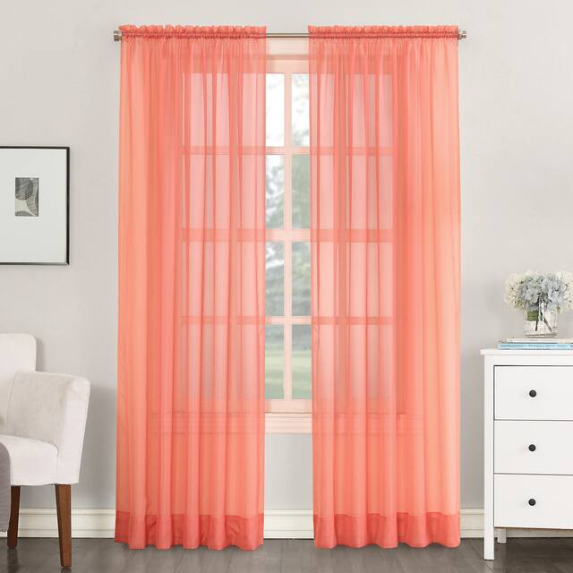 No. 918 Emily Voile Sheer Rod Pocket Curtain Panel, Single Panel