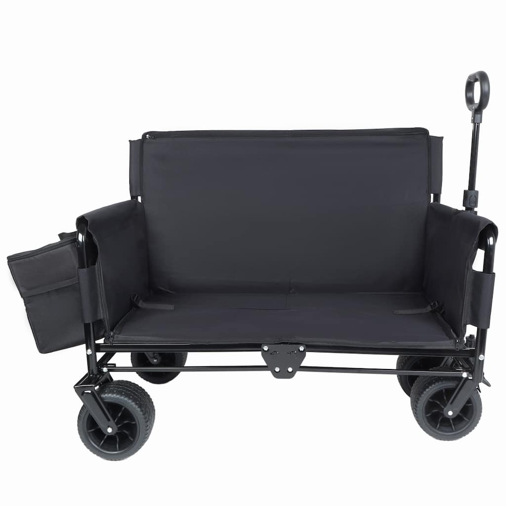 3-in-1 Folding Wagon with Bench Seat & Storage - 500lb Heavy-Duty, 180L Capacity with Ice Pack