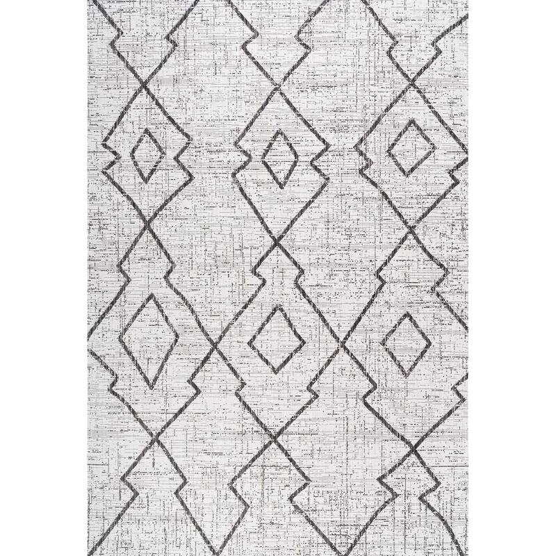 JONATHAN Y Derya Tribal Diamond Trellis Indoor/Outdoor Area Rug - 5 X 8 - Ivory/Black