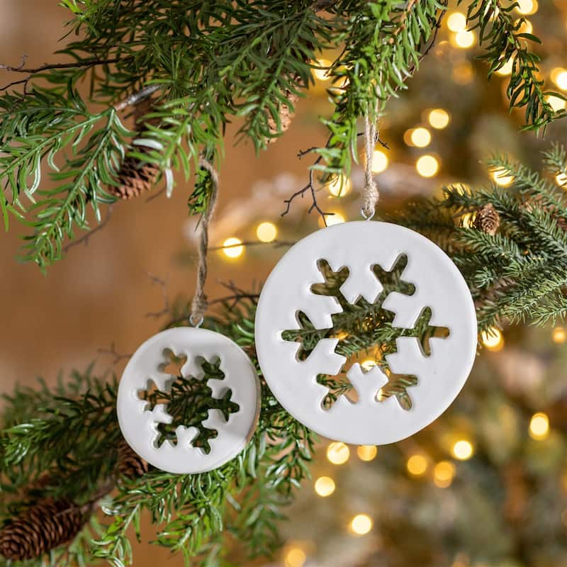 Cut-Out Wood Snowflake Christmas Ornaments - 6" - White - 12ct