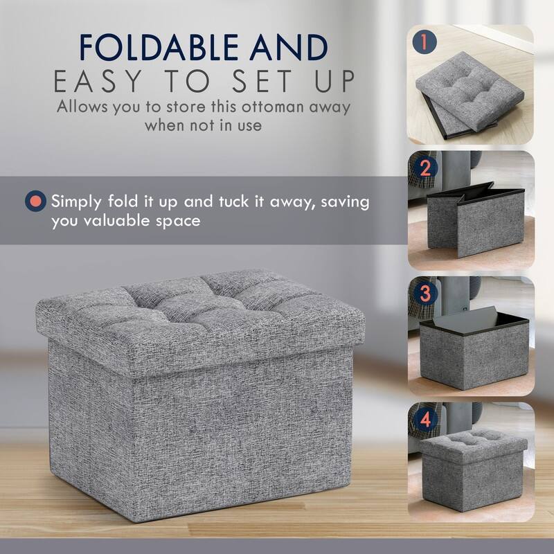 2 Pack Small Rectangle Foldable Storage Ottoman