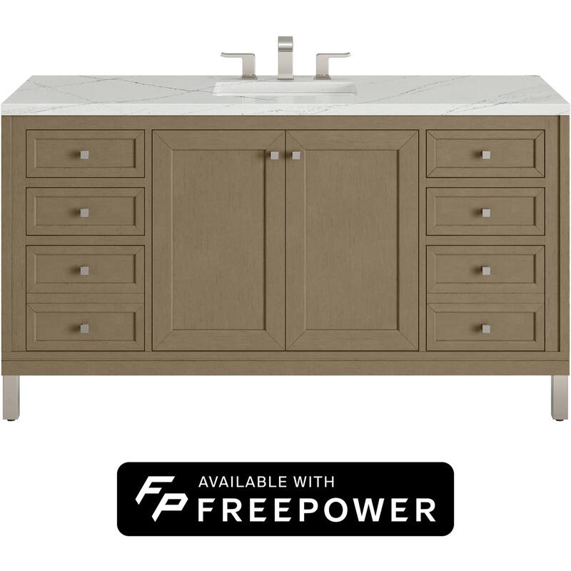 James Martin Vanities 503-V60S-FENC Chicago 60" Free Standing Single - Walnut Whisper