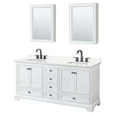 Deborah 72-inch Double Vanity, Quartz Top, Medicine Cabinets