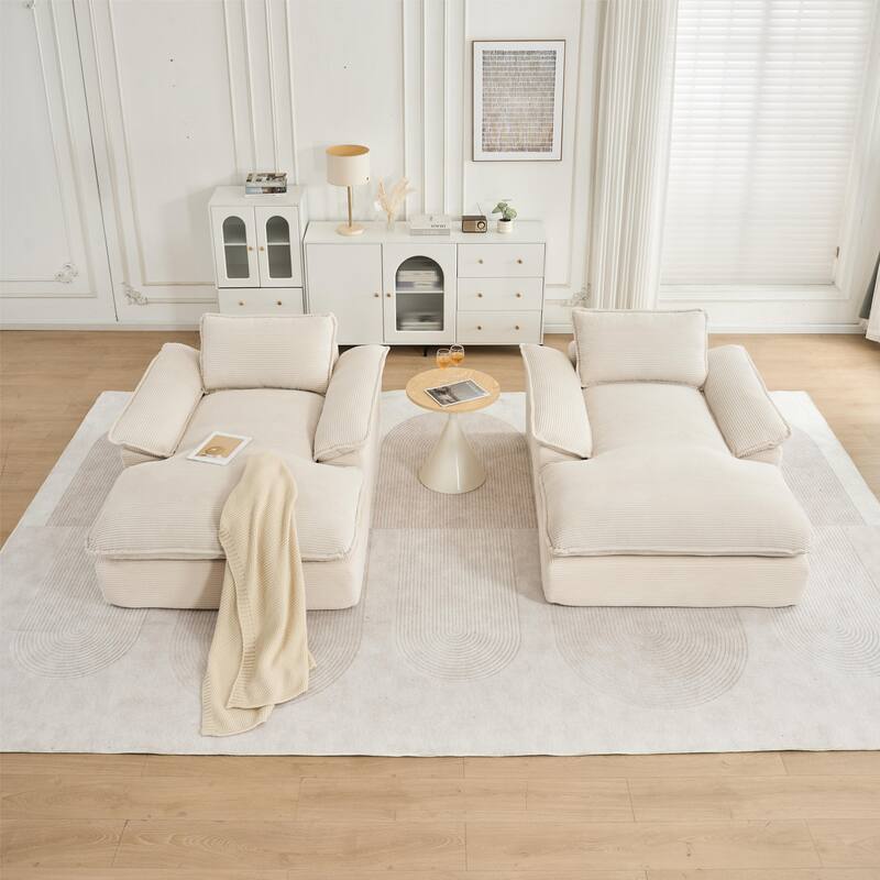 Oversized Single Chaise Lounge Sofa Armchair for Living Room, Corduroy Upholstered Accent Reading Chair Lounge Chair