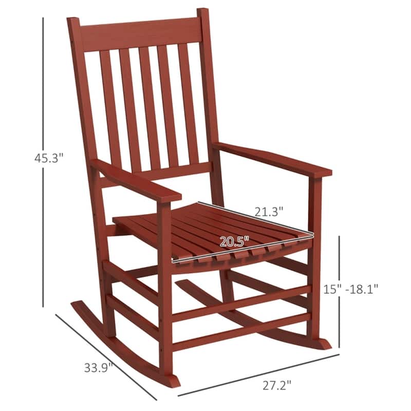 Poplar Wood Outdoor Rocking Chairs Set of 2 Patio Porch - 27.2" W x 33.9" D x 45.3" H