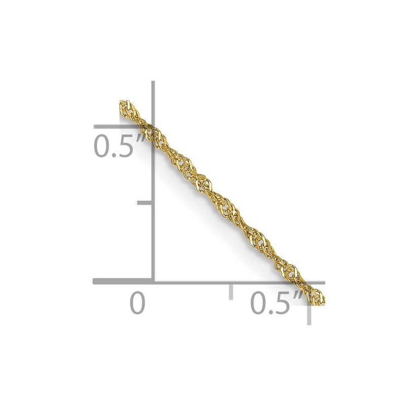 Curata 10k Yellow Gold 9-inch 1.1mm Diamond-cut Singapore Chain Anklet Ankle Bracelet for Women