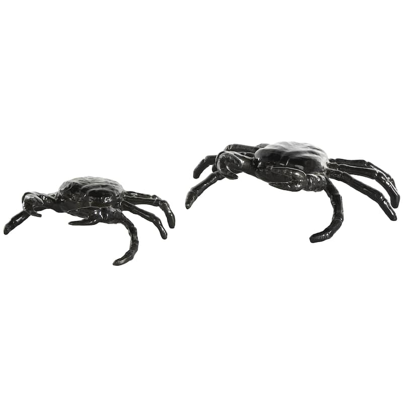 Aluminum Metal Crab Decorative Sculpture - Set of 2 Black - Roche River Decor - Black