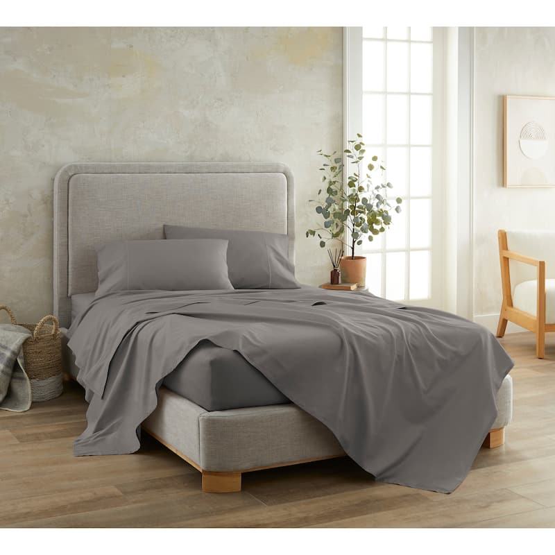 Organic Cotton Sateen Bed Sheets - 300 Thread Count - Stone - King