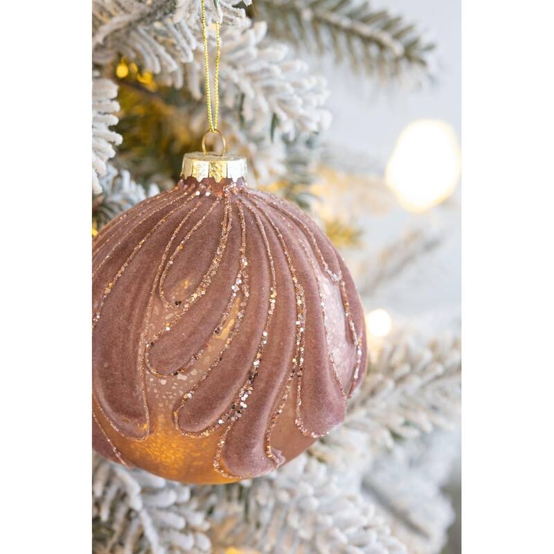 D3.9" Christmas Ball Ornaments, Glass Decorative Hanging Ball Christmas Tree Ornaments for Holiday Decorations, Set of 6