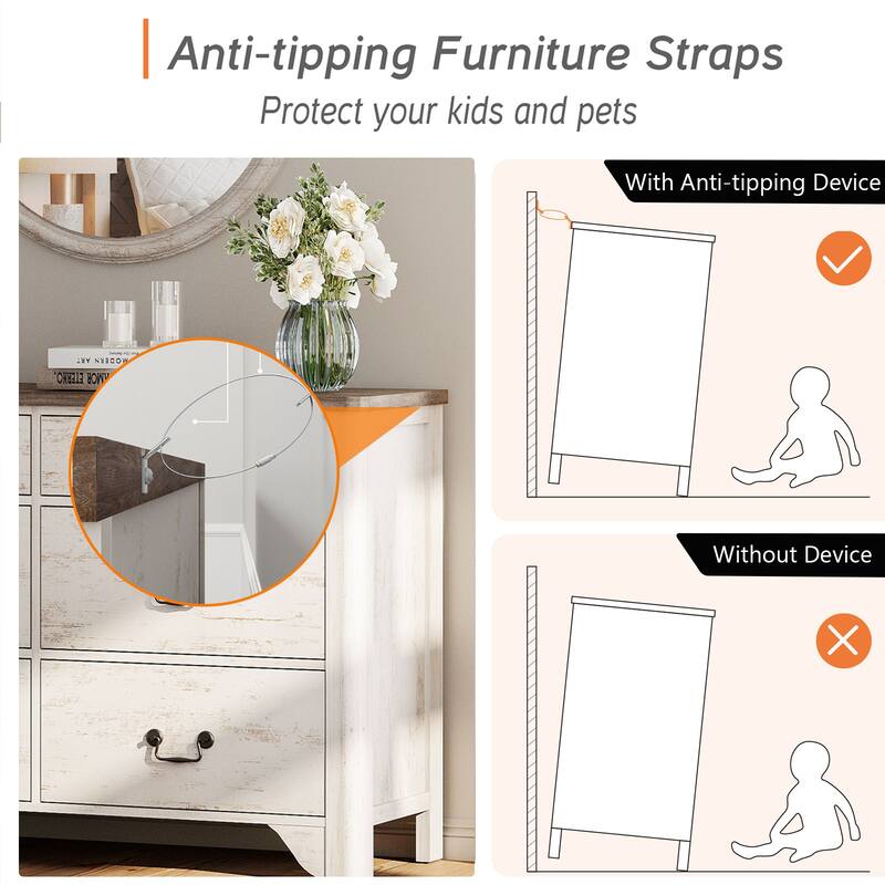 WAMPAT White Dresser TV Stand for TVs up to 110", 12 Drawers Large Dresser Entertainment Center, Wood TV Console Table