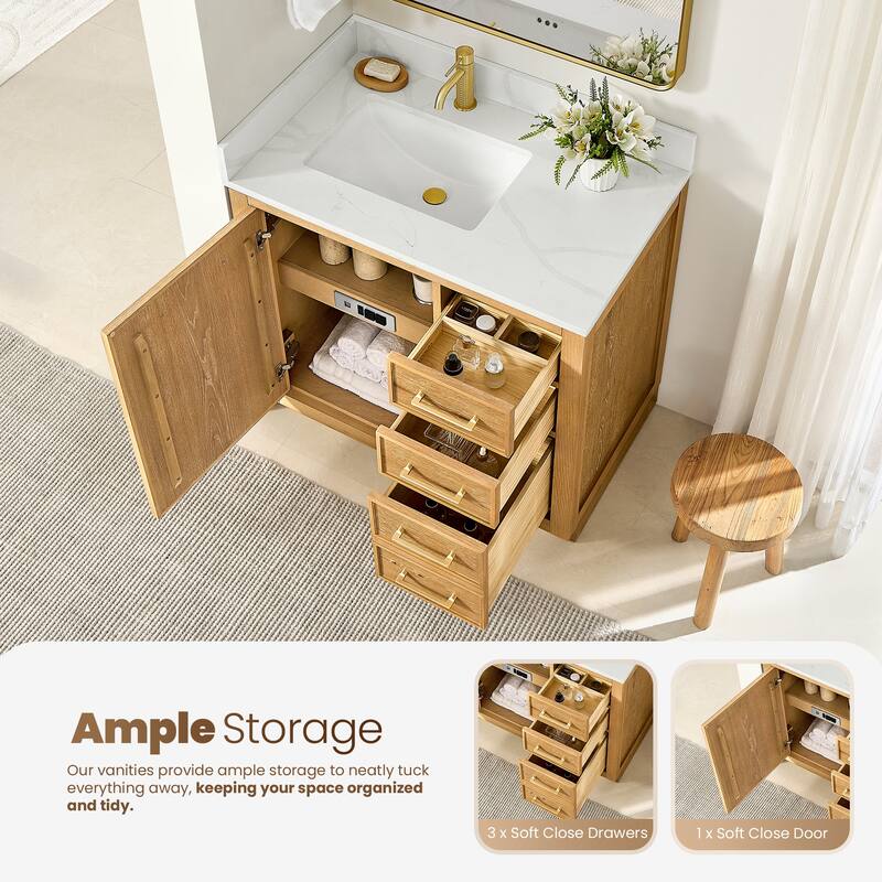 Jakarta Bath Vanity with Quartz Stone Top without Mirror