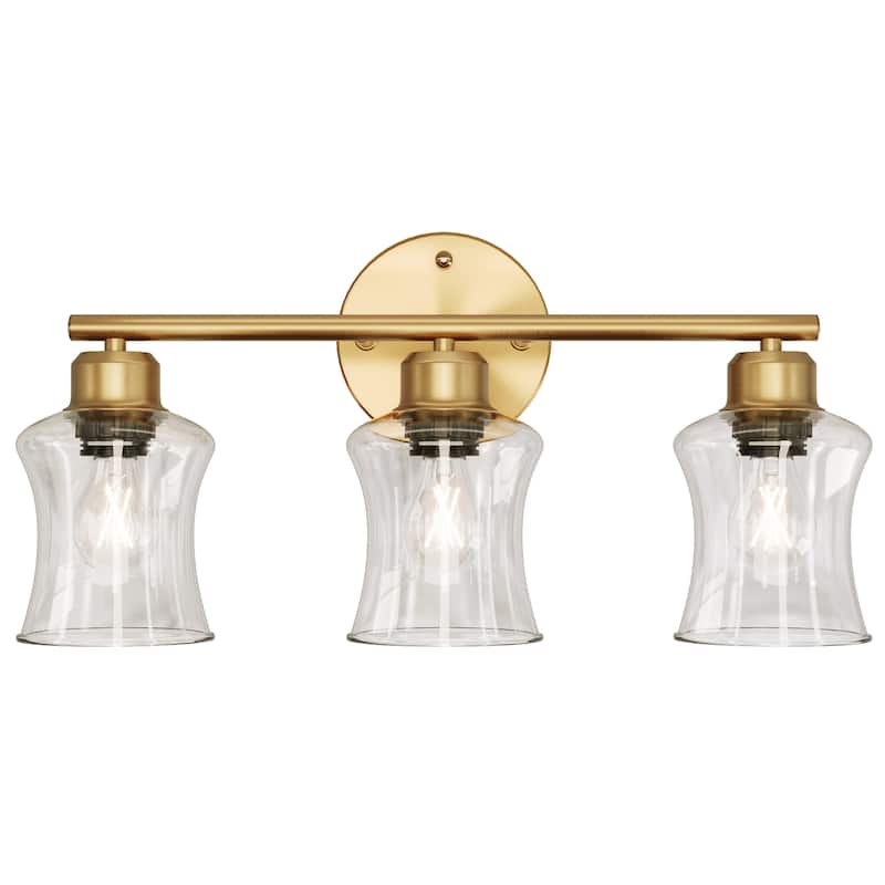 E26 Base 3-Light Bath Wall Light Fixtures with Clear Glass Shades