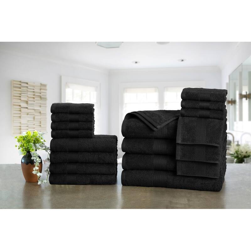 Luxurious Cotton 600 GSM Bathroom Towel Sets by Ample Decor - Set of 18