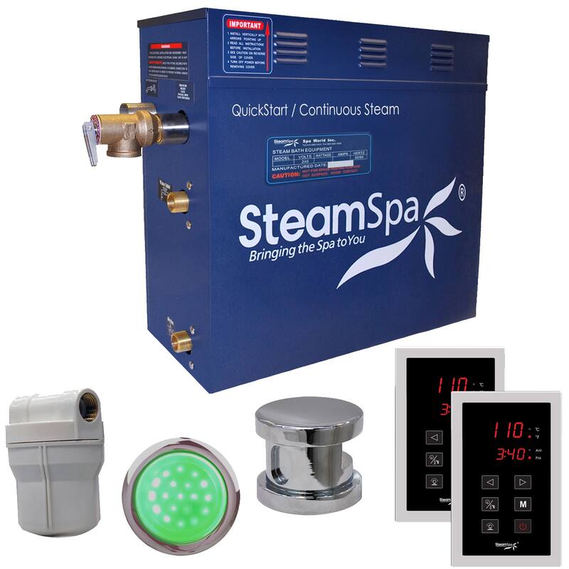 SteamSpa Royal 4.5 KW QuickStart Acu-Steam Bath Generator Package with - Polished Chrome