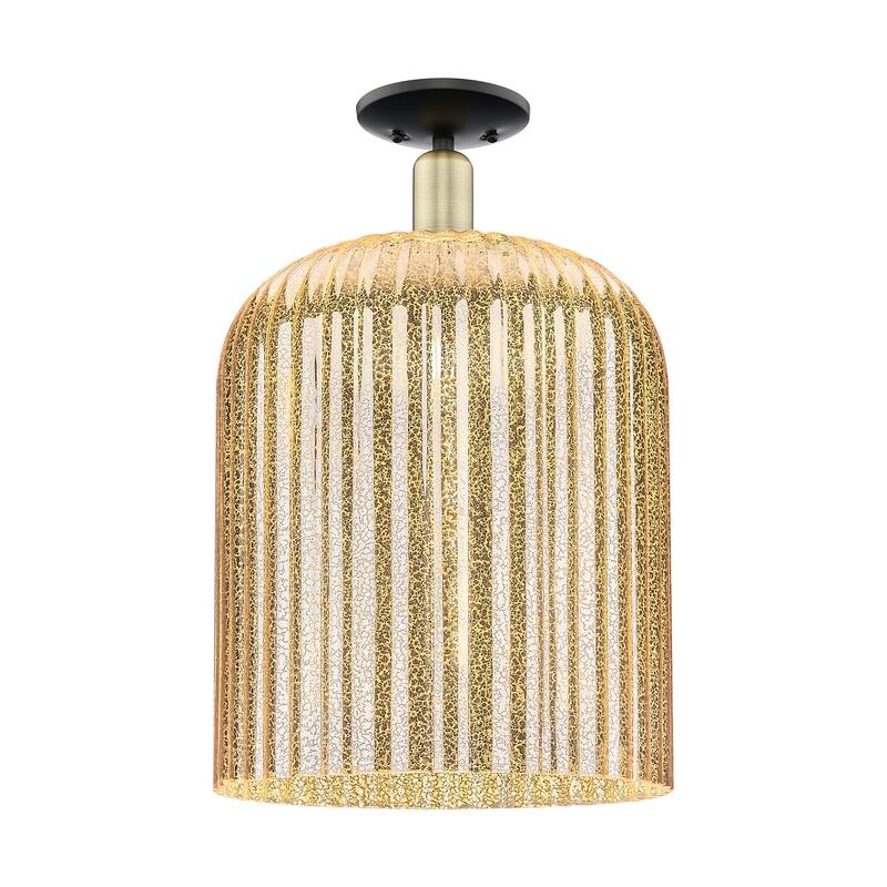 Innovations Lighting 716-1C-19-12 Bridal Veil Semi-Flush Bridal Veil - Black Antique Brass / Mercury
