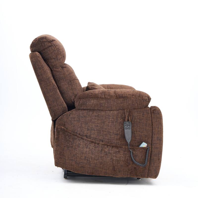 Velvet Oversized Power Lift Recliner Chair, 180° Flat with Massage