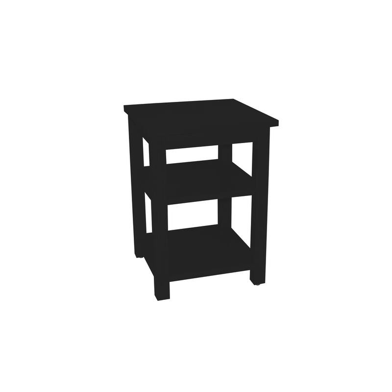 HomeRoots 28" Black Solid Wood Nightstand