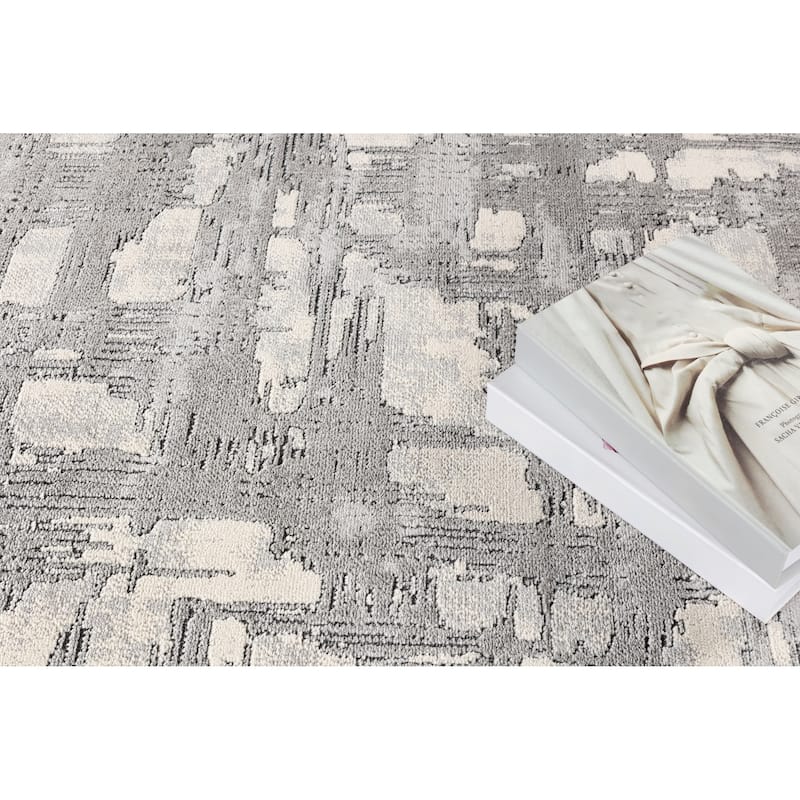 Intense Collection Transitional Abstract Light Grey Geometric Area Rug
