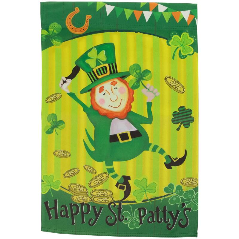 Dancing Leprechaun "Happy St. Patty's" Outdoor Garden Flag 18" x 12.5" - 18" x 12.5"