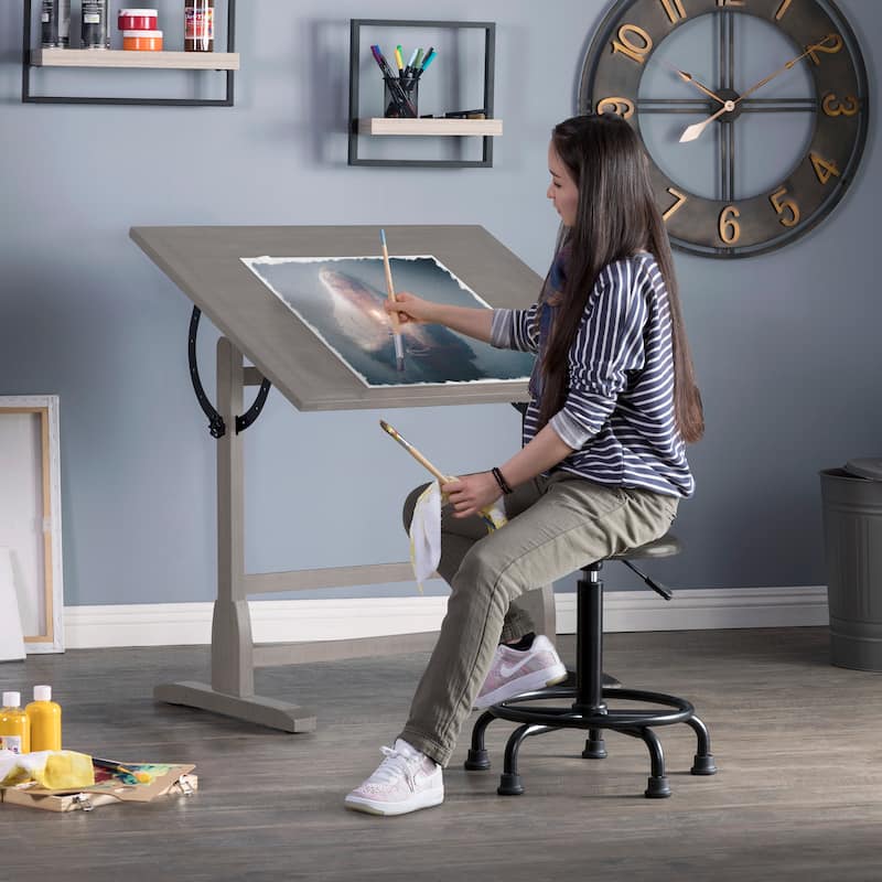 Studio Designs 42-inch Wood Drafting Table with Angle Adjustable Top for Drawing