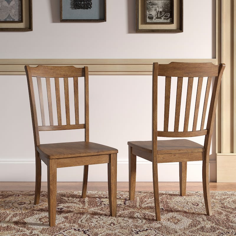 Ronda Slat Back Wood Dining Chairs (Set of 2)