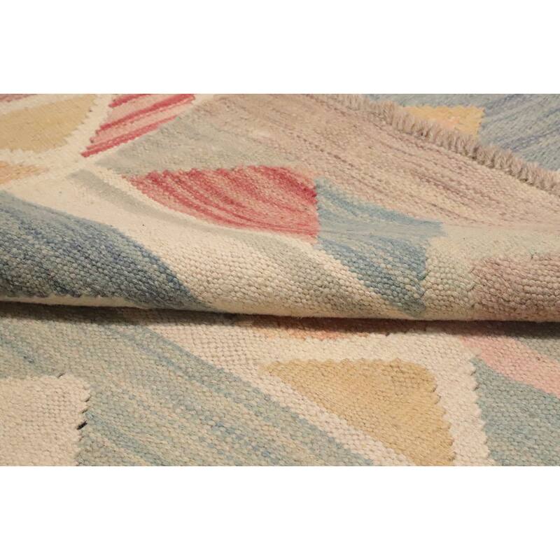 Hand Woven Oriental 100% Wool Carpet Southwestern Tribal Multi-Colored Kilim Area Rug - 9' 7'' X 6' 7''