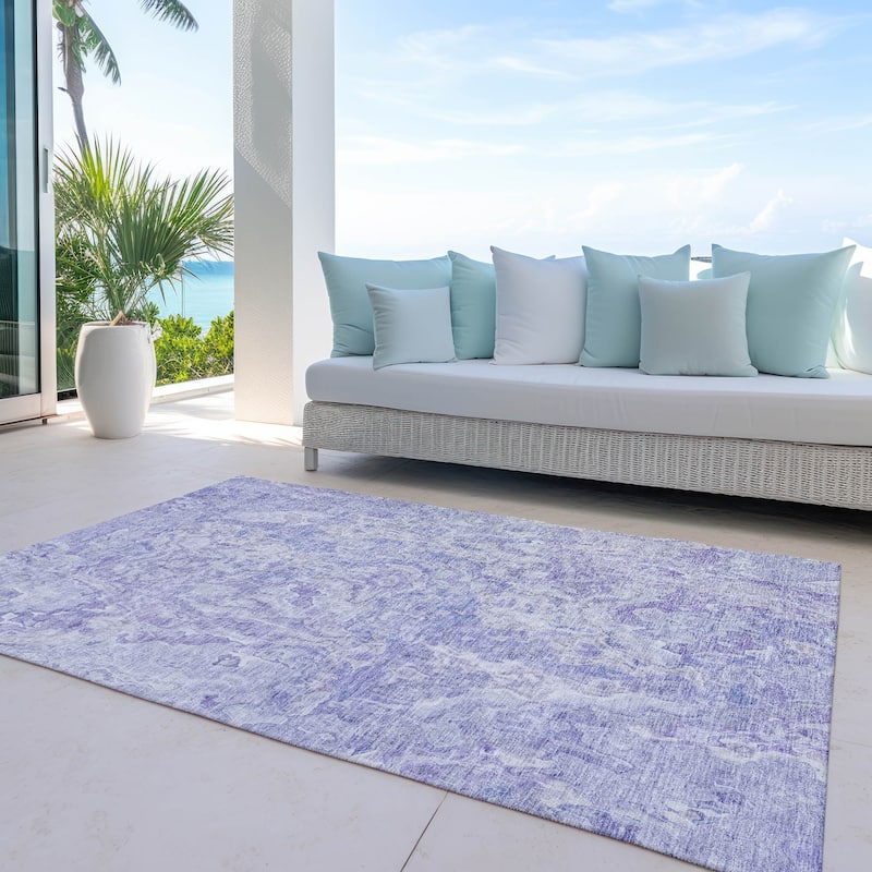 Machine Washable Indoor/ Outdoor Chantille Abstract Modern Rug - Plum - 5' x 7'6"