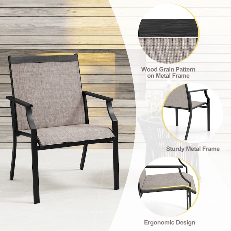 Gymax Set of 2 Patio Dining Chairs Outdoor Armchairs w/ Sturdy Metal