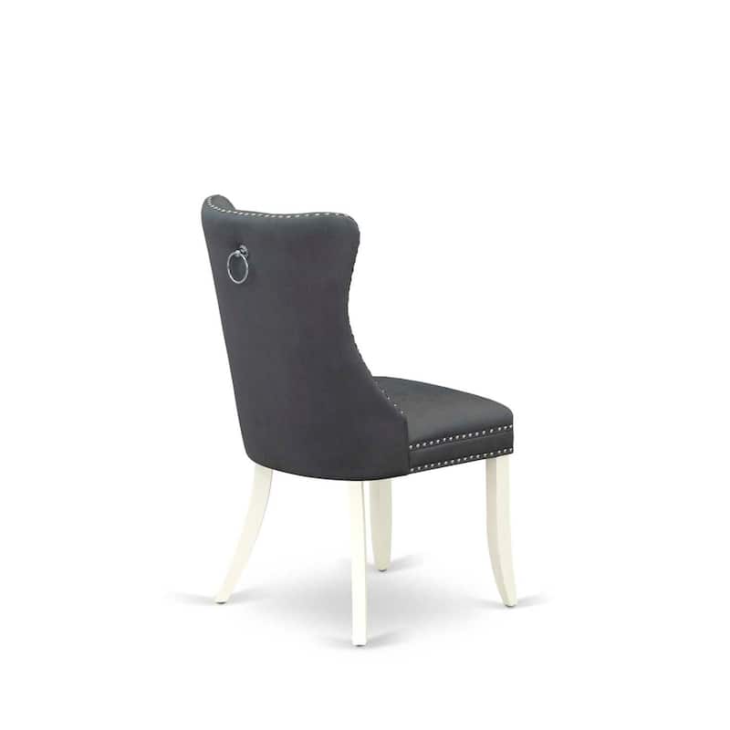 Modern Parson Dining Chairs - Set of 2, Gray Faux Leather Upholstered Kitchen Chairs