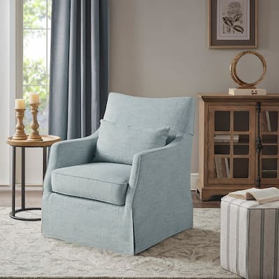 Fabric Swivel Armchair with Seat Cushion and Back Support Pillow