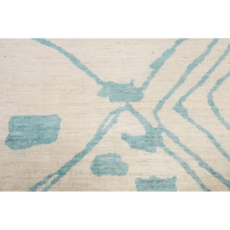 Vegetable Dye Contemporary Moroccan Area Rug Hand-knotted Wool Carpet - 7'9" x 9'9"