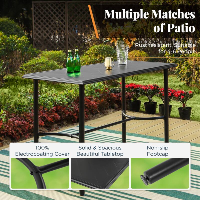 5-Piece Dining Bar Set, 4 Metal Swivel Bar Chairs and 1 Rectangular Metal Bar Height Table