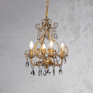 CraftHome Vintage Gold Candlestick Chandelier Pendant Lighting with Crystal Accent